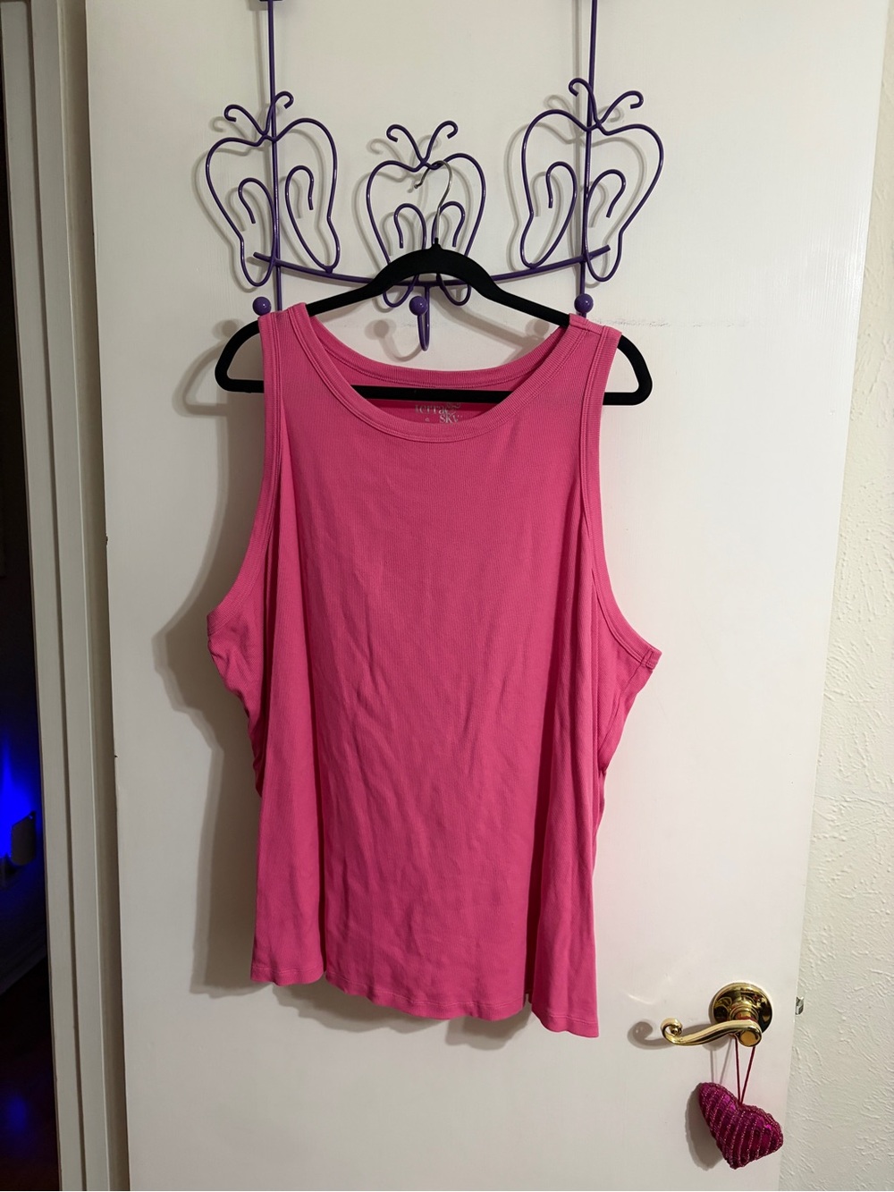 💜 4X Terra & Sky Women’s Pink Sleeveless Tank Top, Soft Cotton Blend